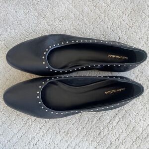 NWOT Reformation Ballet Leather Flats With Black Studs - size 8.5